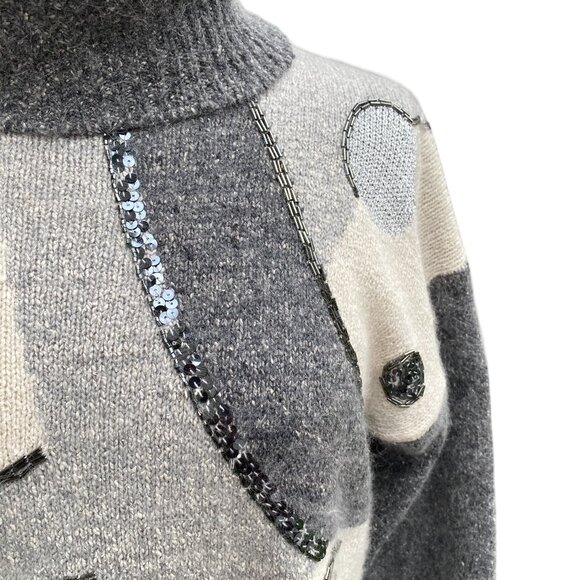 Vintage Cristina Silk Angora Sequins Sweater Sz M Beaded Avant Garde Artsy Tunic - Picture 4 of 16